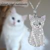 1pc Exquisite Cute And Fashionable Silvery Cat Pendant Necklace, Inlaid With Imitation Zircon Necklace For Girls, Holiday Birthday Party Gifts