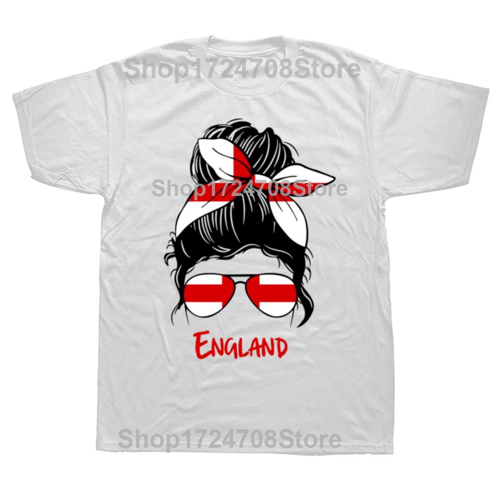 Lustiges England Englisches Mädchen Britische Frau Flagge T-Shirts Herren Damen Mode Lässiges T-Shirt 100% Baumwolle Locker Übergröße T-Shirt