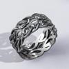 Huajie Ancient Silver Color Hollow Out Carving Charming Rings for Men Punk Style Exquisite Men's  Trend