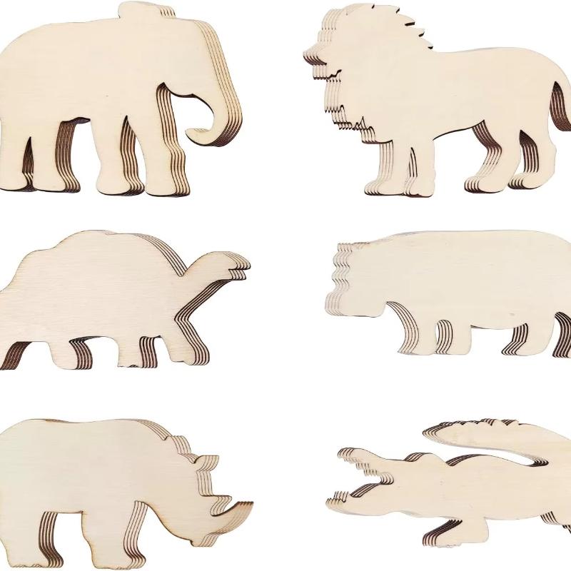 24pcs unfinished animal wood slices - for painting wooden wildlife hanging decorations or DIY gift tags