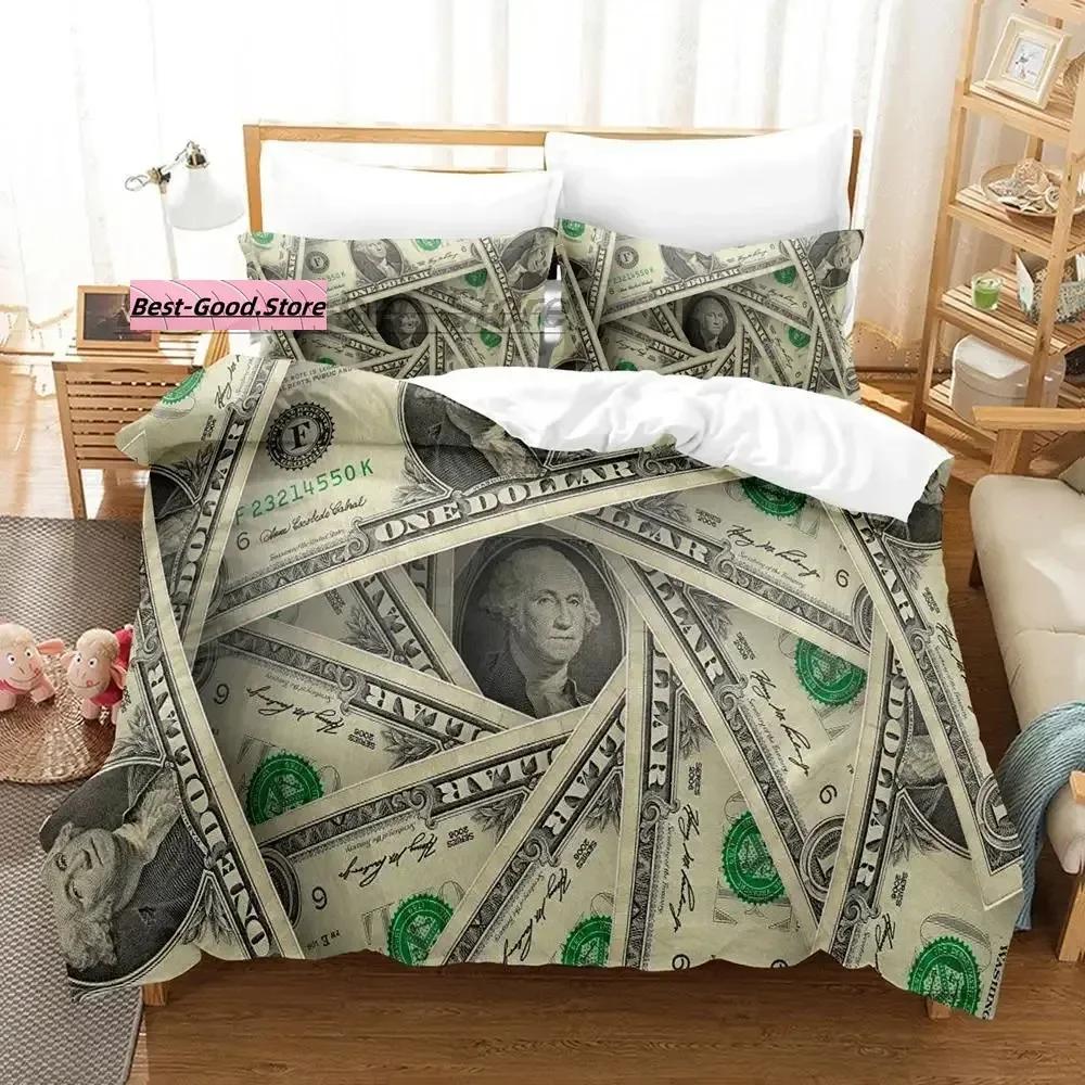 Dolar Beding Set Single Twin Ful Quen King-Sized Dimensionsd Dimensions Bed Linen Set Aldult Kid Bedrom Duvetcover Sets 3D Print Money bed shet set