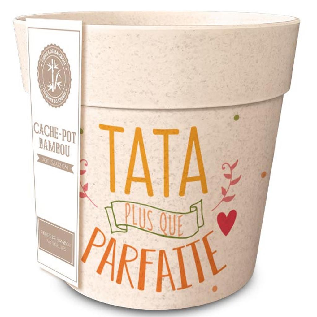 Les Trésors De Lily [R6638] - Bamboo Planter 'Tata Plus Que Parfait' Orange Beige - 14x12 Cm