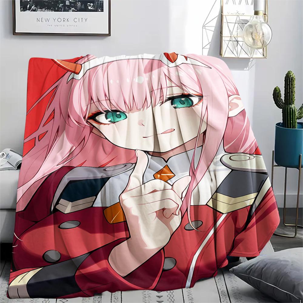 1PC DARLING In the FRANXX Zero Two Print Flannel Blanket, High Quality All Seasons, Home Decor, Warmth and Comfort, Perfect for Christmas Gifts