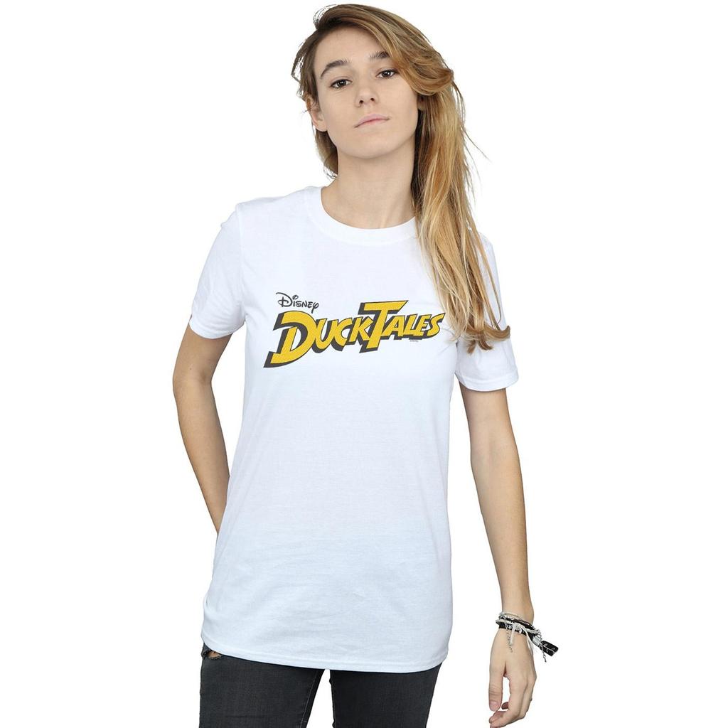 Disney Damen/Damen Duck Tales Logo Baumwoll-Boyfriend-T-Shirt