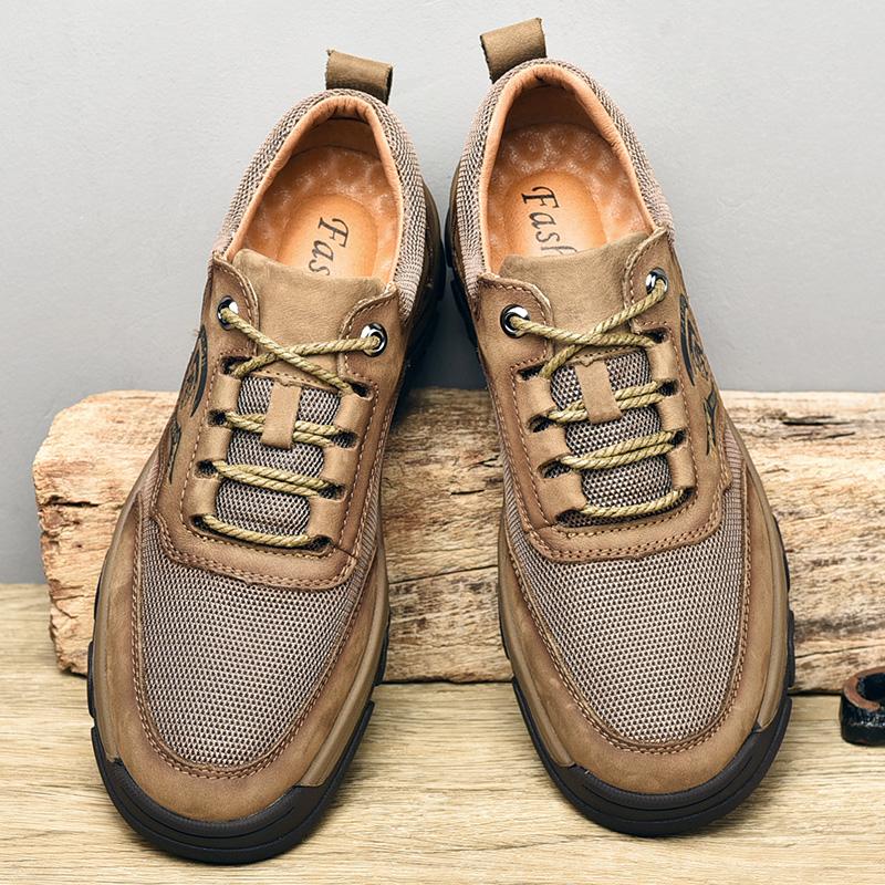 New Outdoor Men Hiking Shoes Tourist Trekking Sneakers Mountain Climbing Walking Shoes Man Genuine Leather Non-Slip Casual Shoes