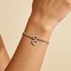 Solid Heart Charm Bracelet 18K Gold Plated Hollow Heart Knot Snake Chain Stainless Steel Adjustable Hand Chain Jewelry Girl Gift
