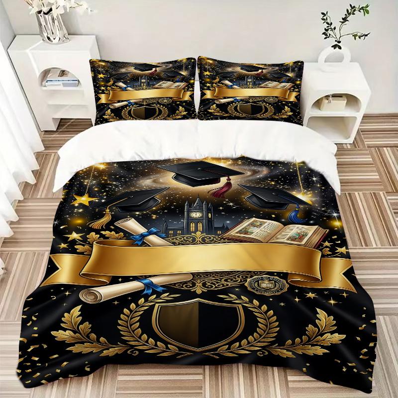 Achievement Education Print 3Pcs Bedding Setduvet Cover With 2 Bedropillowcase Home Birthday Gift