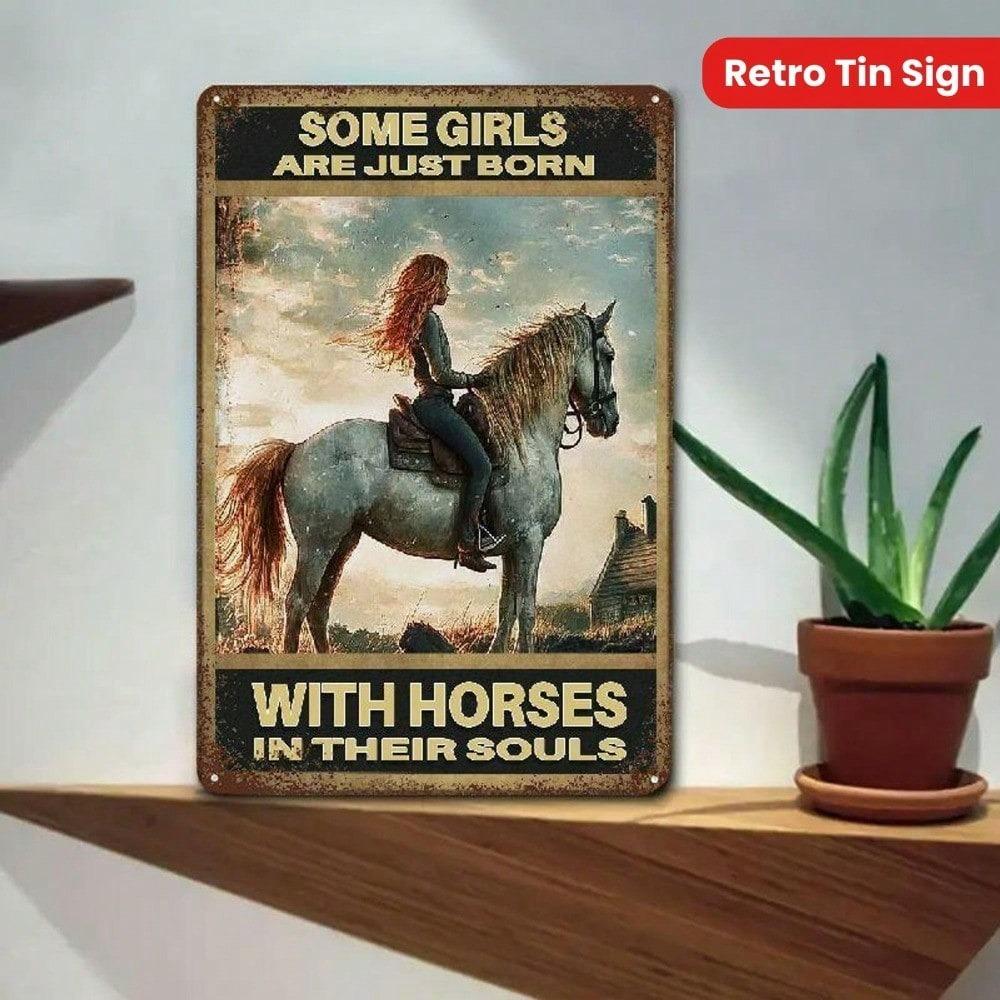 Metal Horse Wall Art Vintage Tin Sign Farmhouse Decor Western Bar Rustic