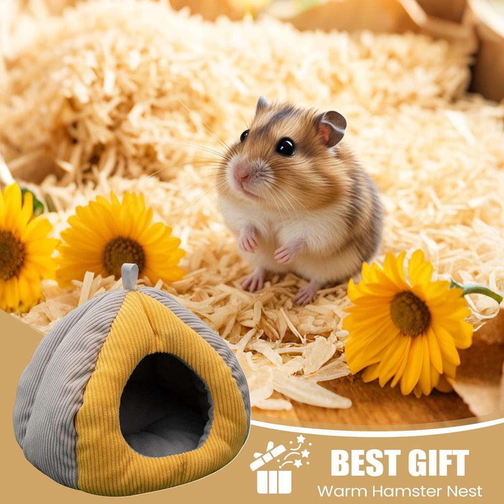 Chinchilla Bed Semi-enclosed Winter Plush Cave Hangable Thicken Plush Hamster Hedgehog Cave Bed For Chinchilla Small Animal