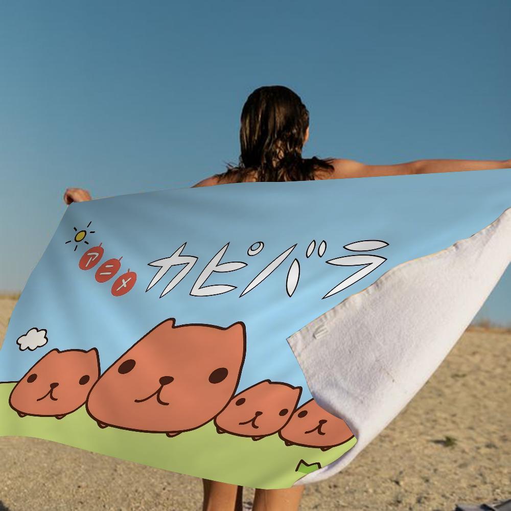 Cartoon Capybara Big Microfiber Beach Towels Quick Dry Towel Sand Beach Towels Pool Towel for Travel Swim Pool Yoga