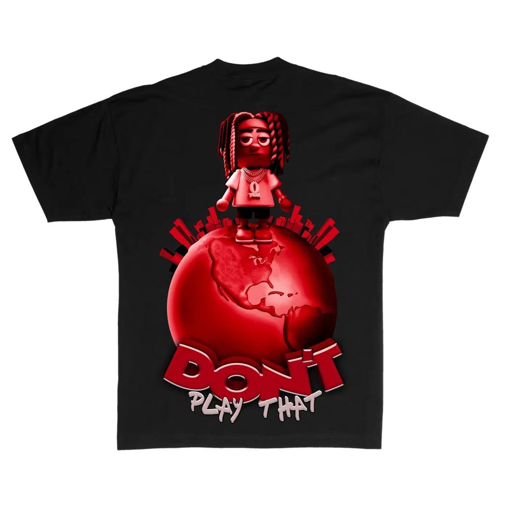 King Von Top of The World Tričko Černé Unisex Vysoce kvalitní Luxusní Klasické Y2k Krátký rukáv Klasické Párty Denní nošení Cool Horní díl