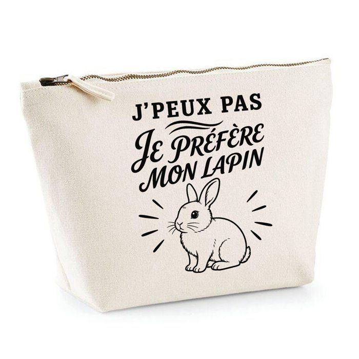 Trousse de toilette - PLANETEE - J'peux pas minimaliste - 100% coton beige - 3 L (28×19×9 cm) - Zip métal