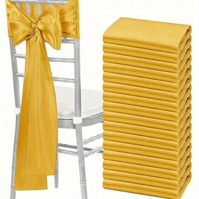 Pinke Satin Stuhlschleifen Hochzeit Stuhlbänder Schleifen Seide Stuhlknoten Bänder für Empfang Restaurant Veranstaltung Bankett Party Hotel Dekorationen
