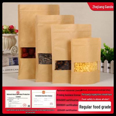 Druckverschlussbeutel aus Kraftpapier – Lebensmittelqualität, Standbodenbeutel, versiegelte Geschenk- und Teeverpackung