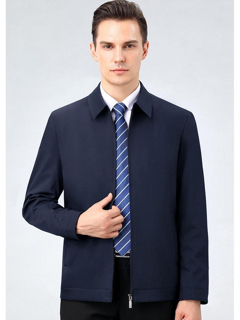 Men's Autumn/Winter 2024 Lapel Mulberry Silk Business Casual Jacket for Middle-Aged and Elderly.