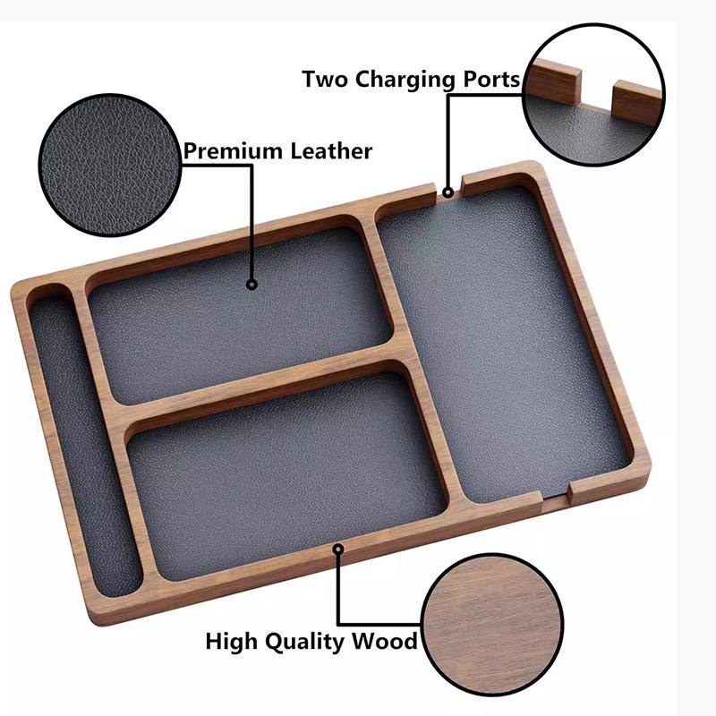 ooden Office Desktop Storage Box Solid Wood Partition Storage Box Mobile Phone Headphone Debris Storage Box Wooden Storage Tray