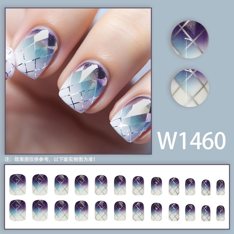 

24 шт. Фиолетовый шарм сетка блестки темперамент простой новый продукт простой осенне-зимний белый нейл-арт носить ноготь