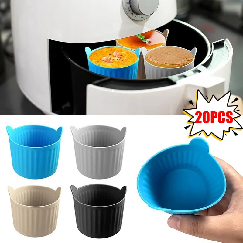 4/10/20 Bucăți Forme de Copt pentru Friteuză cu Aer, Forme din Silicon Alimentar, Formă de Ouă, Set Ustensile de Copt, Veselă de Exterior