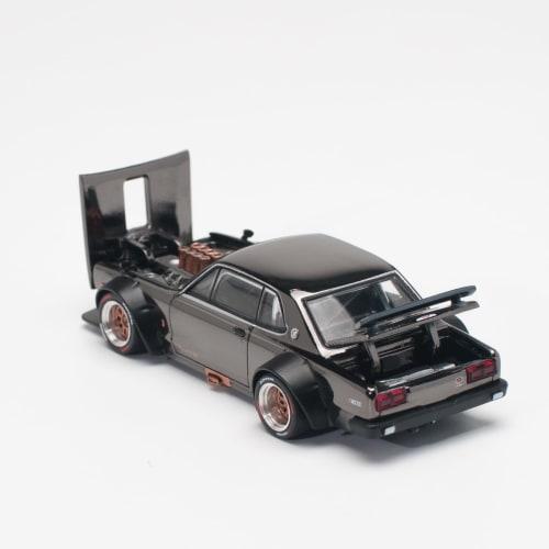 POP RACE 1/64 SKYLINE GT-R V8 DRIFT (HAKOSUKA) DARK CHROME Finished Product