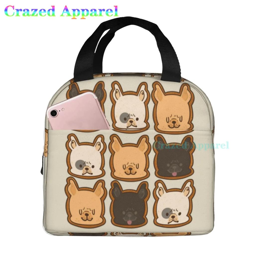 French Bulldogs Dog Insulated Lunch Bag for Women, Men, and Kids, Large and Reusable, Handle, Freezable Work and School Travel