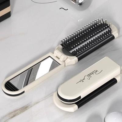 Multi-Functional Travel Hair Comb with Mirror: Cushion, Massage, & Styling Tool