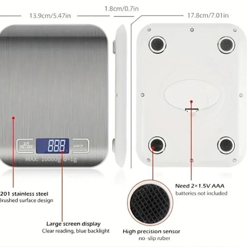Waga z funkcją tary Elektroniczna waga do parzenia kawy Wyświetlacz LCD Ekran ze stali nierdzewnej 10kg Waga kuchenna Cyfrowa kuchnia