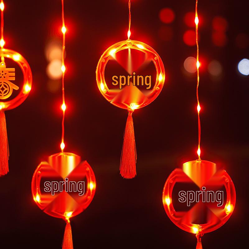 2026 New Year String Lights: Red Lanterns & Colored Curtain Lights for Spring Festival Balcony Decor