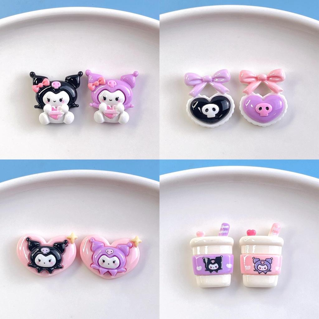 Kreskówkowe Fioletowe Ryżowe Akcesoria z Żywicy Do Rękodzieła DIY, Gumki do Włosów i Spinki do Włosów