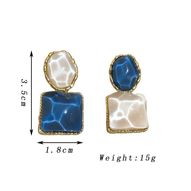

Contrast Color Resin Drop Earrings for Women Asymmetric Oval Sqaure Dangle Earrings Wedding Party Blue Purple Geometry Zircon Other