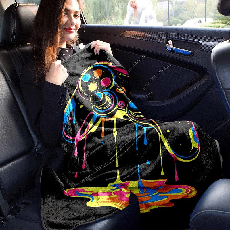 1pc Game Controller Printing Lightweight Flannel Blanket, Comfortable and Warm Blanket, for Camping Sofa Bed and Couch Office, in All Seasons