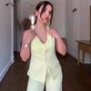 2025 summer, Europe, America, waist and thin, casual commuter hip vest, button top, pants, two-piece women's clothing