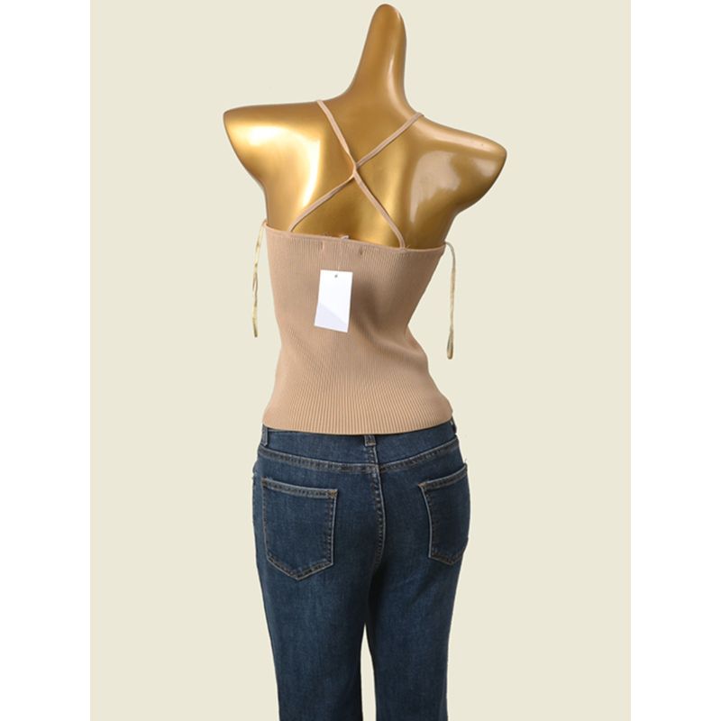 American Brand Sexy Halterneck U-Collar Thread Fitted Camisole Sexy Beauty Back Knitting Export Vest Tops