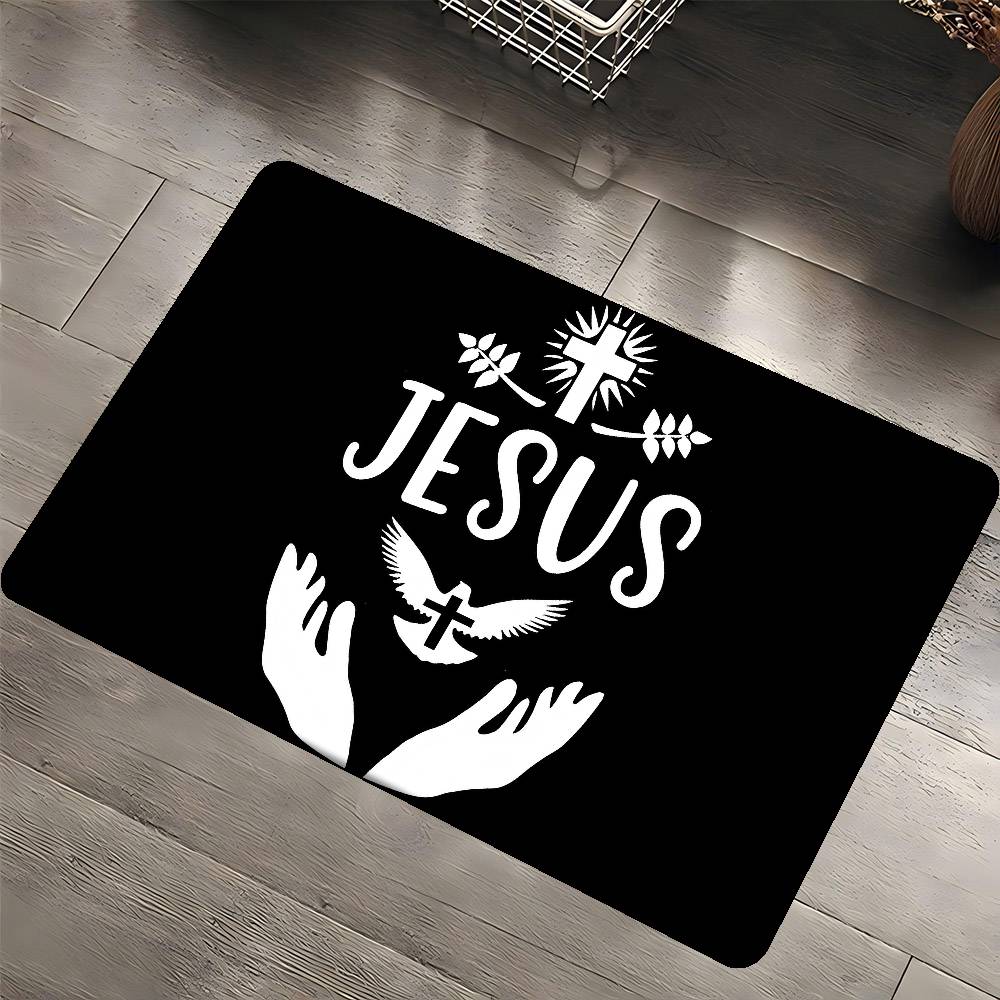 1 sztuka Chrześcijańska Mata Łazienkowa z Jezusem Dekoracja Pokoju Dziecięcego Sypialni Balkon Antypoślizgowa Wycieraczka Salon Dywanik Powitalny