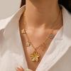Gold Paperclip Chain Necklace with Flower and Butterfly Charms