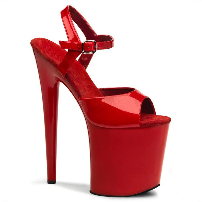 Women's Shiny Leather Peep-Toe Platform High-Heeled Sandals - Summer 2025 Collection