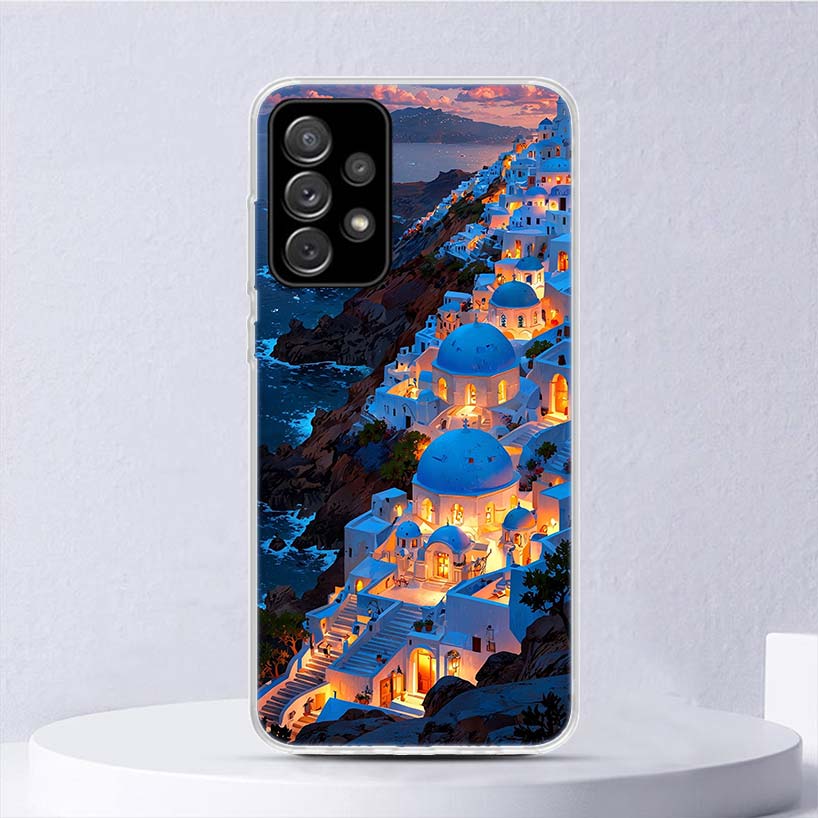 Greece In Summer Santorini Soft Case For Samsung Galaxy A17 A16 A26 A36 A56 A15 A14 A13 A55 A54 A53 Phone Cover A25 A35 A24 A34