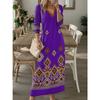 JPNTKY Moda Autunno Inverno Colore Solido Stampa Manica Lunga Scollo a V Abiti Casual