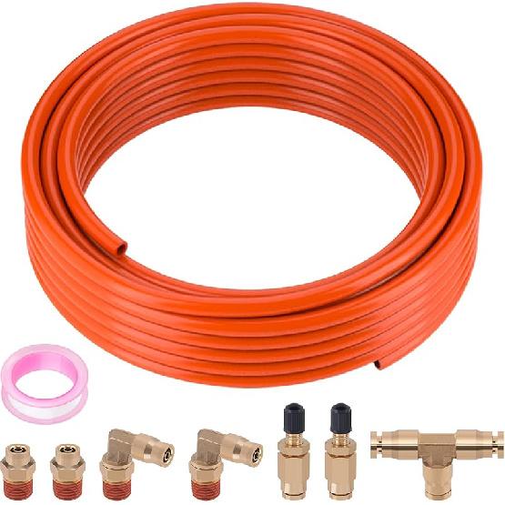 Air Line Kit For Air Spring Bag Suspension With Fittings, 30 FT PA Hose Truck Airbag Line With 1/4 NPT DOT Air Fittings, Replacement Valve For Airbag