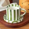 Cup Coffee Striped And Ceramic Saucer Set 5inch Elegant Pattern For Daily Beverages Ergonomic Grip Designs