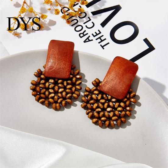 Women Earrings 1 Pair Hollow Out Round Jewelry Earring Exaggerated Beads for Vacation Fashion