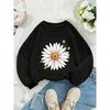 Crewneck Sweatshirt for Girls Featuring a Daisy Design with Green Leaves And Buds. It'S Machine Washable