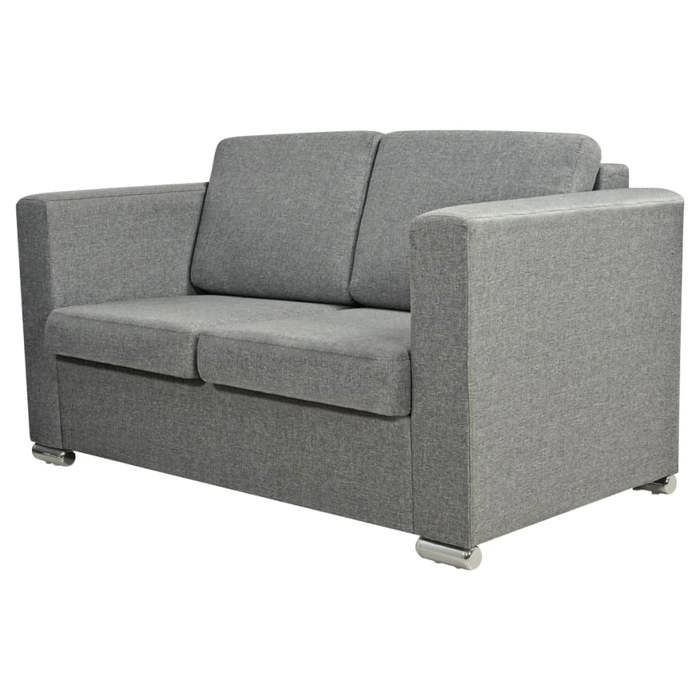 2-seater Sofa - vidaXL - Light Grey Fabric - Plush Comfort - Removable Cover - Contemporary Design