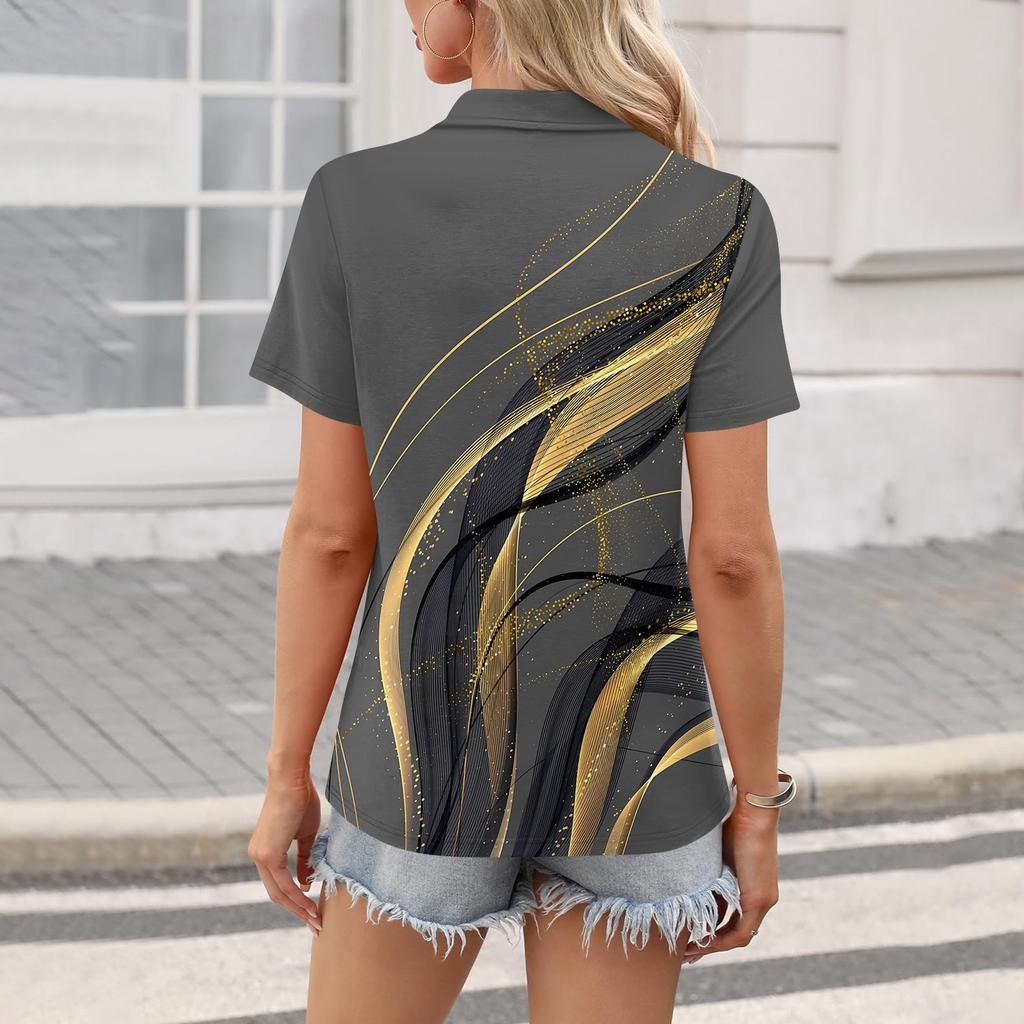 Damesmode Casual Revers Shirt met Korte Mouwen in Kleur Dames Topjes