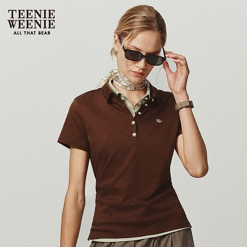 Teenie Weenie Women's Bear Letter Polo Shirt