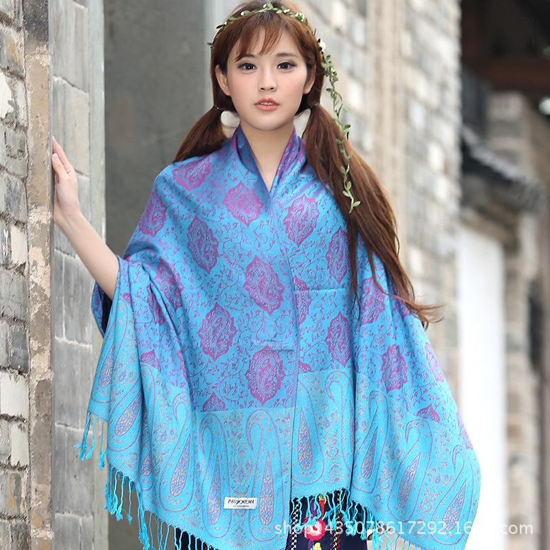 Ethnic Style Cashew Scarf Air Conditioner Large Shawl Scarf Dual-Purpose Jacquard Fringed Spring And Summer Long Cotton Scarf Women