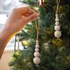 3 bucăți din lemn rotund șir de mărgele pandantiv decorativ brad de Crăciun pandantiv cadou
