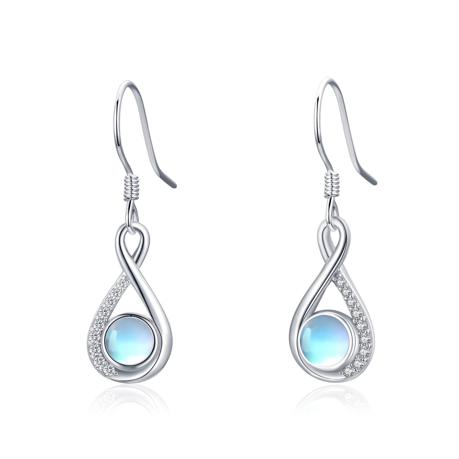 

StoryMidir Earrings Moonstone Dangling Earrings Silver 925 Platinum Finish Hook Earrings Droplet Earrings Simple Highest Quality Zirconia