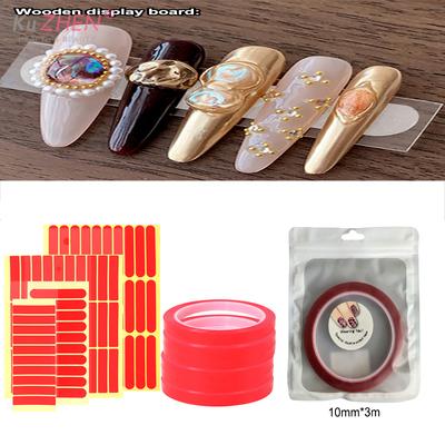 3 Sheets/1 Roll Nail Art Adhesive Tape Double-Sided Adhesive Clear Nail Display Tape For Fingernails Decorative Beauty Stickers