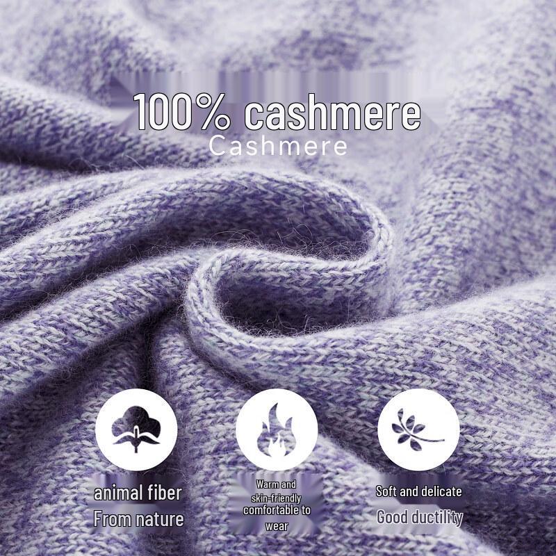 Zhaojun Women's 100% Cashmere Thickened Collared Knit Sweater