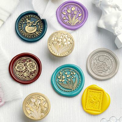 Special-shaped Fire Paint Copper Head 3D Relief Wax Sealing Copper Head Classic Vintage DIY Manual Account for Gift Scrapbooking